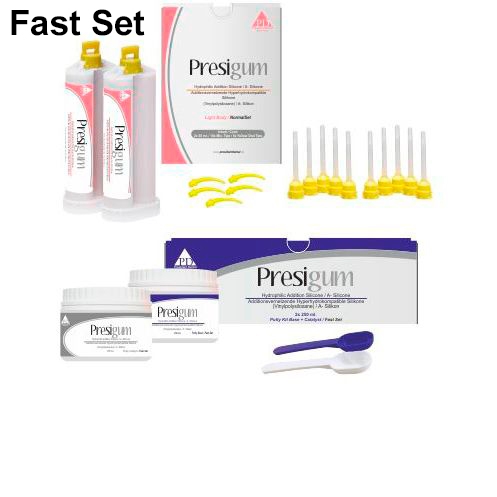 Presigum Fast Set -   - (): Presigum Putty Kit Base Fast Set (250+ 250), Presigum Light Body Fastl Set 250,   , President Dental ()