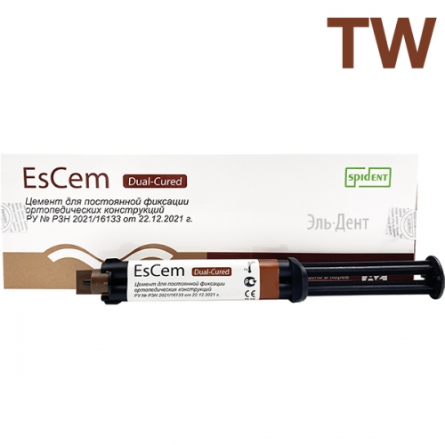 EsCem - Цемент для постоянной фиксации ортопедических конструкций, шприц 8.0 г, оттенок TW