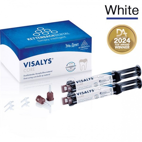 Композит двойного отверждения Visalys Core White для формирования культи зуба и фиксации штифтов - 2x5мл (9г) + аксессуары, Kettenbach Dental 