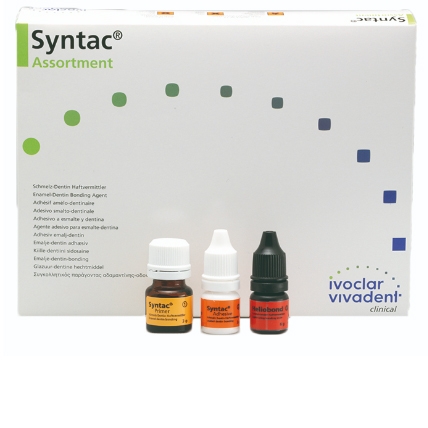 Syntac Assortment 2 x 3 г,1 х 6 г - адгезивная система IV поколения (Syntac Primer (3 г) + Syntac Adhesive (3 г) + Heliobond (6 г).