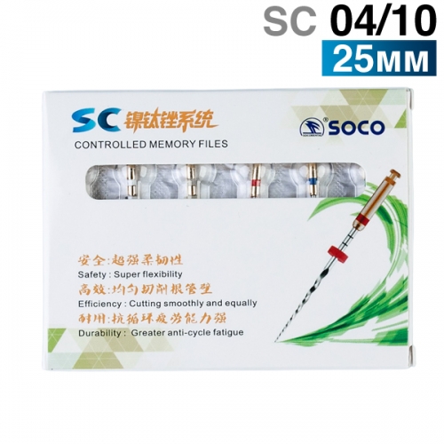 Файлы машинные с памятью формы SC 04/10, 25мм. (6шт.) SOCO, купить в Москве все стоматологические расходные материалы для стоматологии по низкой цене с бесплатной доставкой.