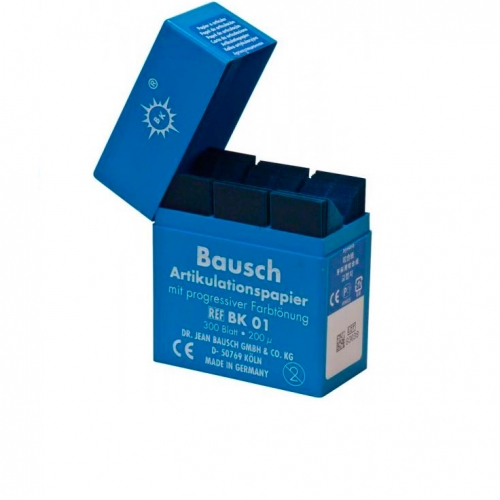 Артикуляционная бумага Bausch BK 01 - копирка бауш прямая 200 мкрн, 300л, синяя