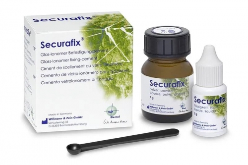 Securafix стеклоиномерный цемент (порошок 24 г, жидкость 10 г, мерная ложка), Willmann&Pein