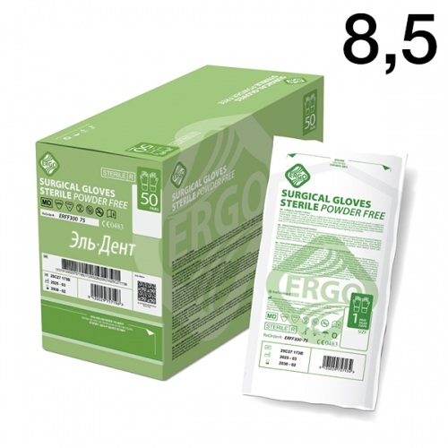 Перчатки ERGO SG PF  8,5 стерильные хирургические, 1пара, Heliomed