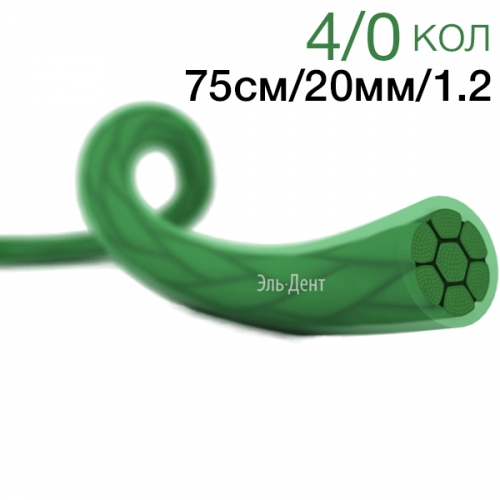 ФТОРЭКС нить лавсановая, плетеная, с фторкаучуковым покр, зеленая 4/0(МР 1,5), 75см, HR(кол.1/2) -20мм. (25шт.). Линтекс