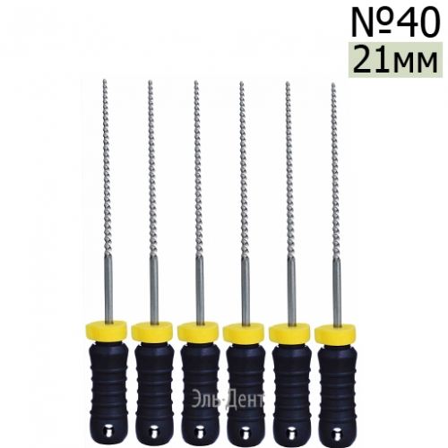 K-Files  21мм, №40, дрильборы ручные, сталь, (6шт.).  Eurofile