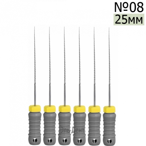K-Files  25мм, №08, дрильборы ручные, сталь, (6шт.).  Eurofile