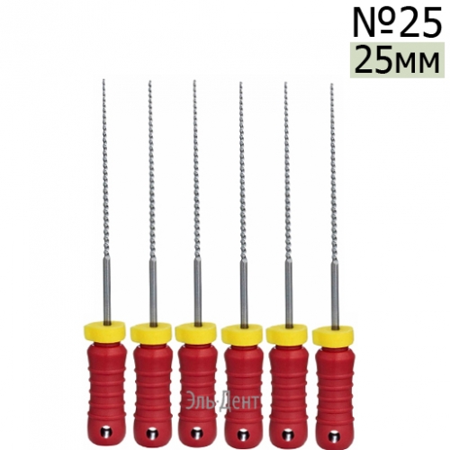 K-Files  25мм, №25, дрильборы ручные, сталь, (6шт.).  Eurofile