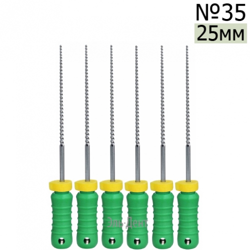 K-Files  25мм, №35, дрильборы ручные, сталь, (6шт.).  Eurofile