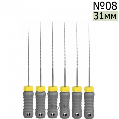 K-Files  31мм, №08, дрильборы ручные, сталь, (6шт.).  Eurofile