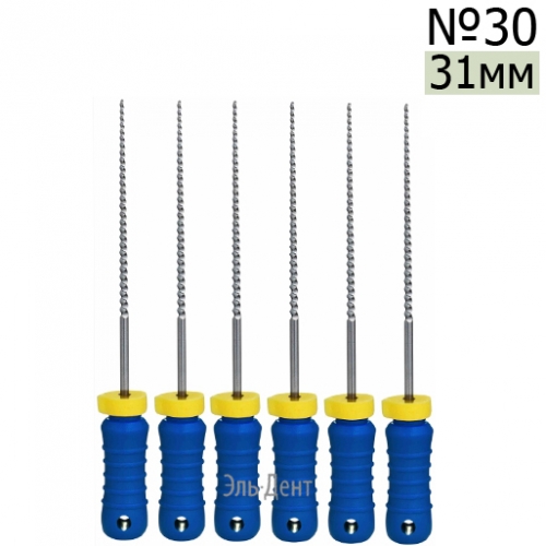 K-Files  31мм, №30, дрильборы ручные, сталь, (6шт.).  Eurofile