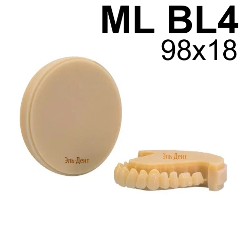 ��������� ���������������������� HugeDentalPMMA ML BL4 98*18 BLEACH