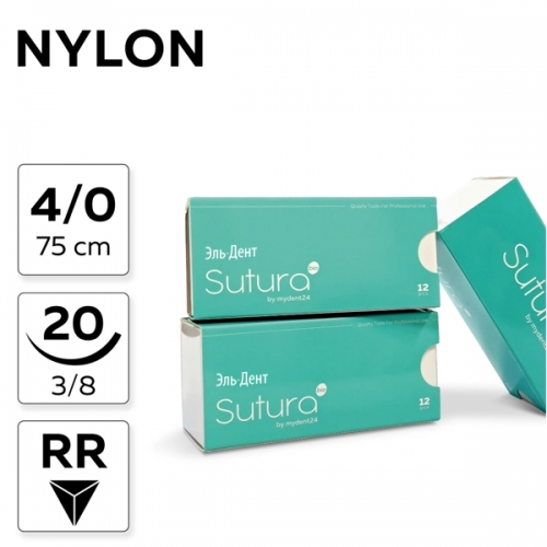 ������ ��������(���� 302) NYLON 4/0_75_20, ����������, 3/8, ���-��� (12 ��.). SUTURA