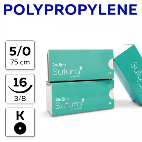 ������ ��������(���� 302) POLYPROPYLENE 5/0_75_16, ����������, 3/8, ���. (12 ��.). SUTURA