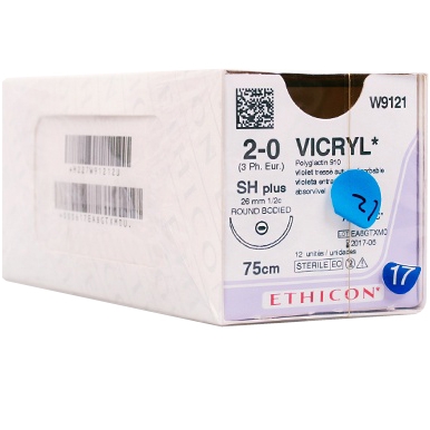 Vicryl W9121 2|0 (75см), 1|2, 26мм, кол.) 12шт.
