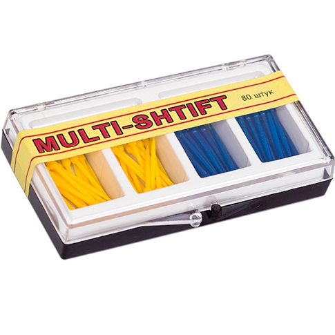 Беззольные штифты Multi-Shtift ассорти синие-желтые (80шт.), РуДент