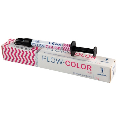 FLOW-COLOR РОЗОВЫЙ (1 гр) -цветной микрогибридный светоотв.композит типа 