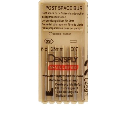 Post Space Bur №007 (25 мм) бор стоматологический стальной для работы с обтураторами уп/6шт