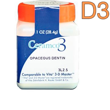 Ceramco 3 Opaceous Dentine цвет D3, 1 унция 28.4г (Опак-дентин)