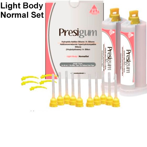 Presigum Light Body Normal Set 2х50мл-корригирующий слой, насадки для смешивания, President Dental