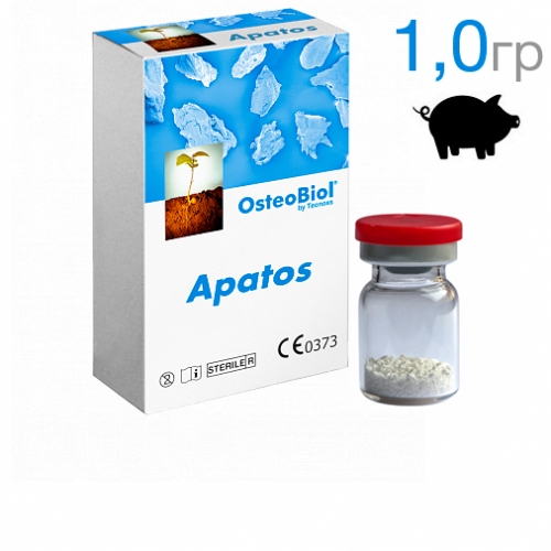 OsteoBiol Apatos MIX (свиной) 1,0г (0,6-1,0 мм)-Гранулы из смеси губчатой и кортикальной кости без коллагена. A1010FS