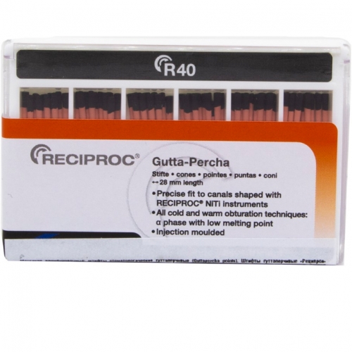 Reciproc guttapercha points, длина (length) 28 мм, R40 размер (size), 60 шт.