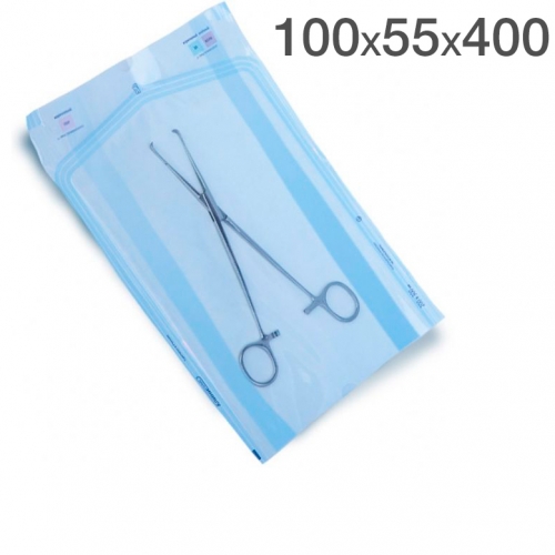 Пакеты для стерилизации со складкой 100х55х400 мм (бумага/пленка) (500 шт) 